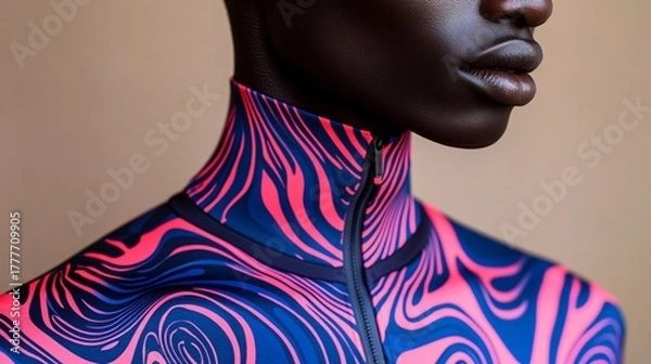 Obraz vibrant geometric patterned athletic jacket for activewear and sportswear enthusiasts