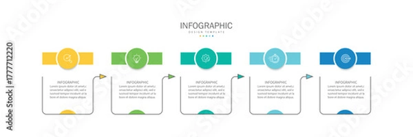 Fototapeta Vector infographic label template with icons. 5 options or steps. Infographics for business concept.