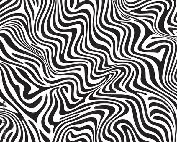Obraz Abstract Black and White Wavy Lines Pattern Background