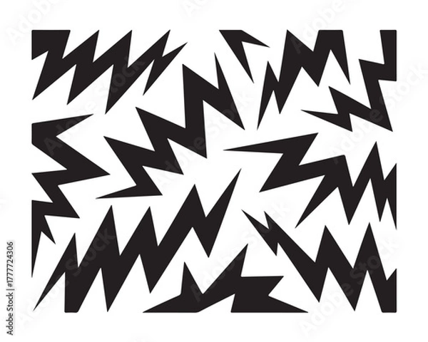 Obraz Abstract Black Lightning Bolt Shapes Vector Background