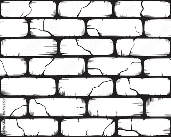 Obraz Seamless Brick Wall Pattern Black and White Texture
