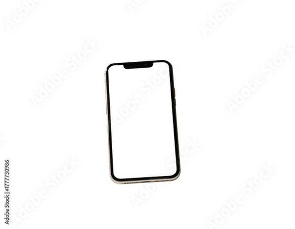 Fototapeta Isolated modern smartphone mock-up with blank white screen template floating on a neutral gray background for UI/UX desi