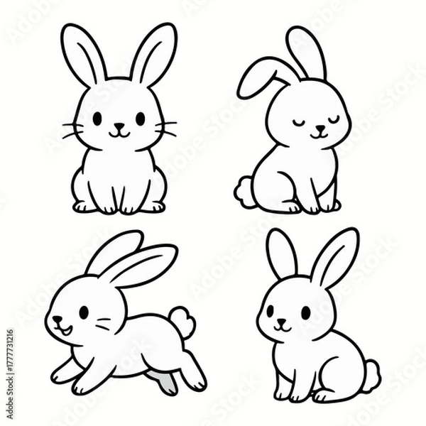 Fototapeta Set of easter rabbits