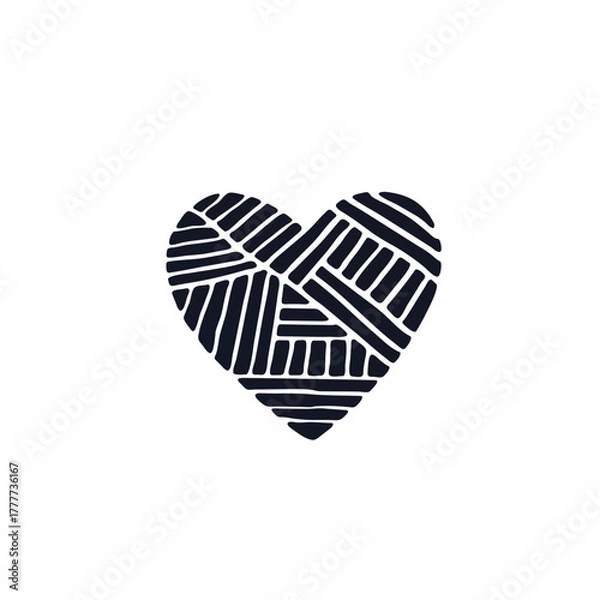 Fototapeta Heart doodle logo icon sign Hand drawn ink sketch Decorative element Cartoon cute mosaic design Children's style Fashion print for clothes apparel greeting invitation card cover flyer poster banner ad