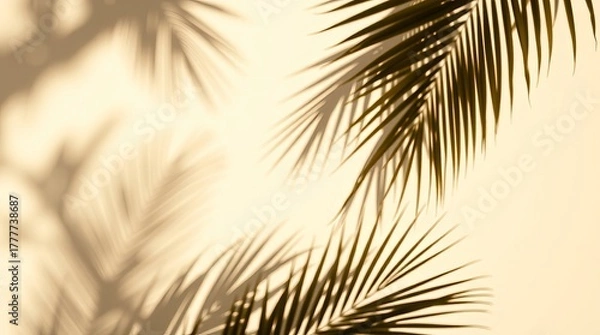 Fototapeta tropical palm tree silhouette at sunset on the beach