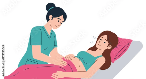 Obraz Medical Professional Providing Support to Expectant Mother During Pregnancy Checkup