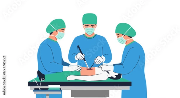 Obraz Medical Procedure Illustration Depicting Surgical Intervention Within Clinical Setting or Hospital