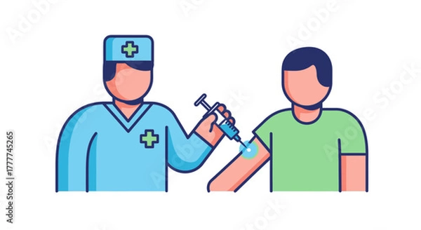 Obraz Medical Professional Administering Injection Illustration Featuring A Doctor And Patient