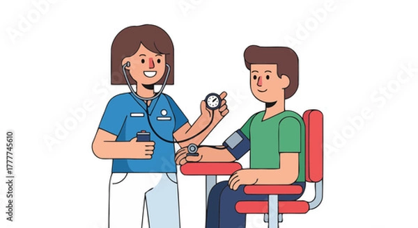 Obraz Medical Professional Checking Patient Vital Signs With Modern Graphic Style Illustration