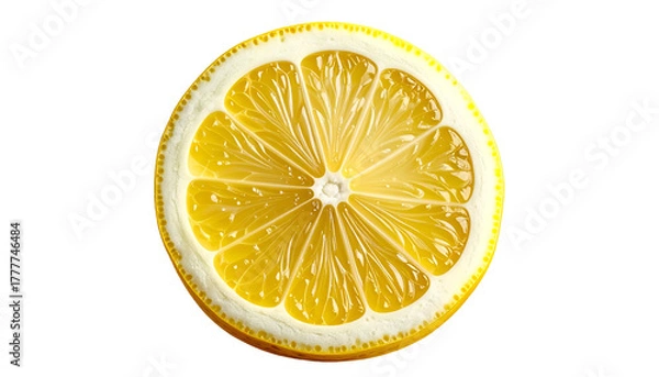 Obraz Lemon slice bright yellow pulp with white rind on black