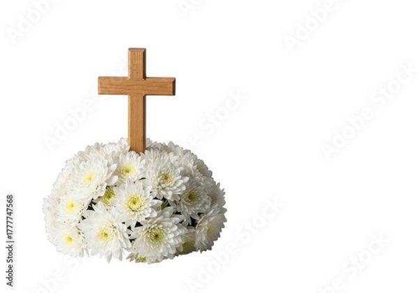 Obraz Floral cross isolated on transparent background