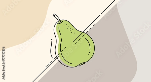 Obraz Minimalist Pear Illustration Against Abstract Pastel Background With Geometric Details