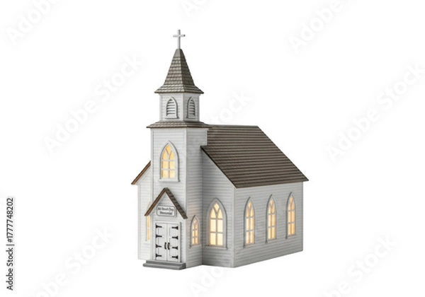 Obraz Small church model isolated on transparent background