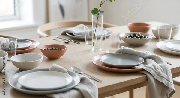 Fototapeta table setting for breakfast