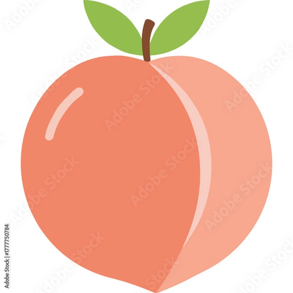 Fototapeta Cute Flat Peach Vector Icon with Transparent Background