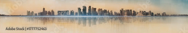 Fototapeta Abstract panoramic doha view, concept background