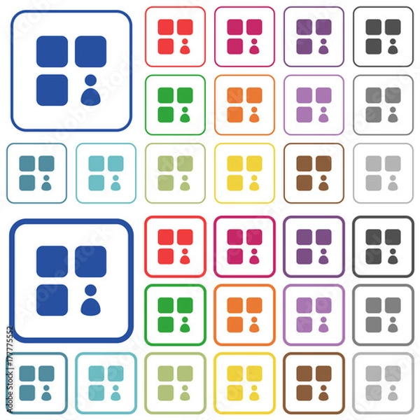 Fototapeta Component owner outlined flat color icons