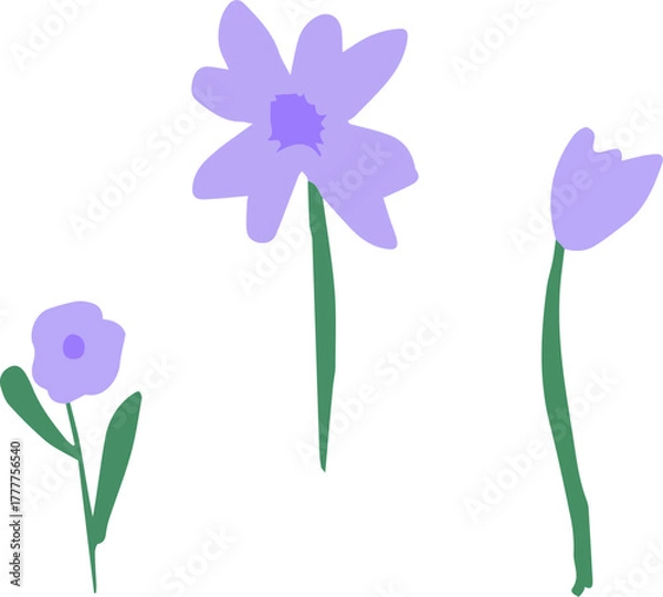Obraz cute blue cartoon flower simple doodle for notes