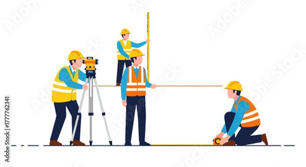 Obraz Precise Surveying Team: Accuracy, Engineering, Measurements, and Geometric Precision in Action