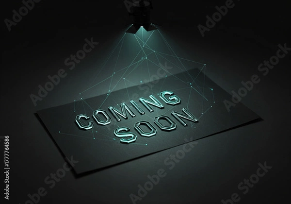 Fototapeta Tech Themed Coming Soon Message with Polygon Connection