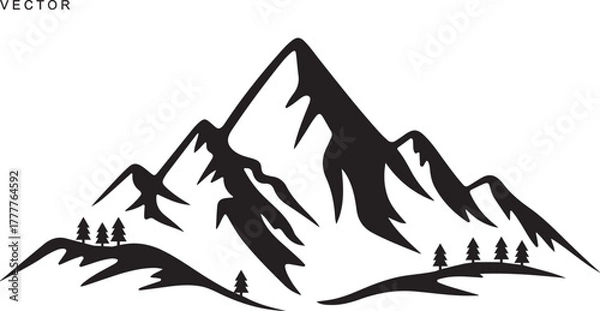 Fototapeta Mountain vector silhouette, icon, logo, illustration on white background