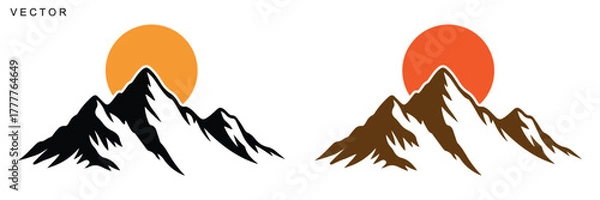 Fototapeta Mountain vector silhouette, icon, logo, illustration on white background
