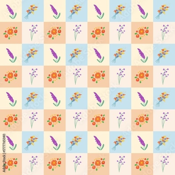Obraz Colorful Floral Patchwork Seamless Pattern