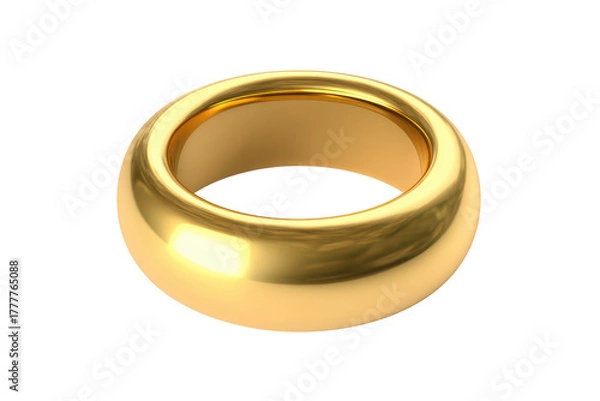 Fototapeta Gold Ring with Smooth Rounded Design on Transparent Background