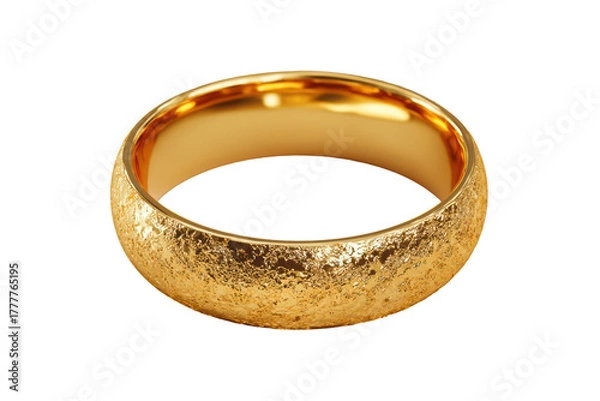 Fototapeta Gold Ring With Textured Surface on Transparent Background Elegant Jewelry Accessory