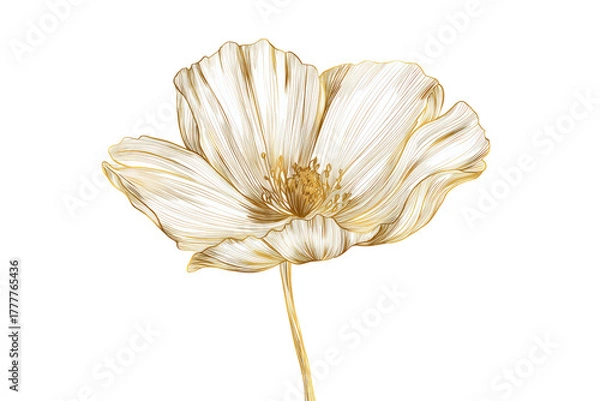 Fototapeta Elegant White Poppy Flower Illustration on Transparent Background for Botanical Design