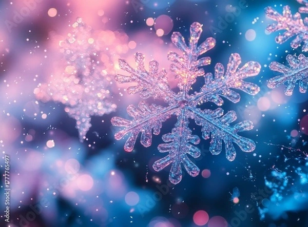 Fototapeta Magical scene of shimmering falling stars across a dreamy night sky. Golden light trails and cosmic sparkle evoke wonder, peace, and festive enchantment perfect for holiday fantasy