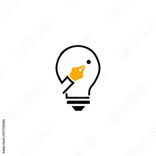Fototapeta An illuminating light bulb icon represents a bright concept of energy, innovation, and electric power