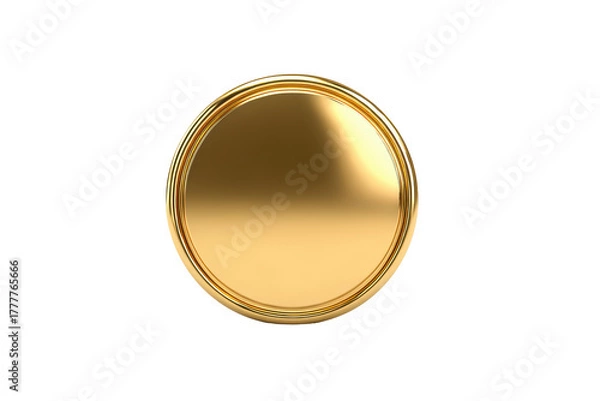 Obraz Gold Coin Isolated on Transparent Background with Reflective Surface and Elegant Design