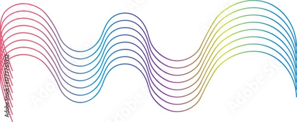 Fototapeta Abstract glowing wave lines on Colourful Dynamic wave pattern. Modern flowing wavy lines and Futuristic technology concept in White
