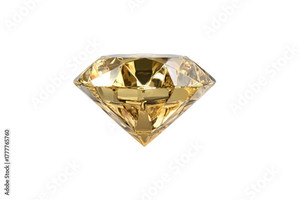 Obraz Elegant Golden Diamond on Transparent Background with Reflective Light