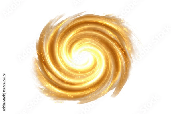 Fototapeta Vortex of Bright Golden Light Swirling in Space with Sparkles and Glowing Effect