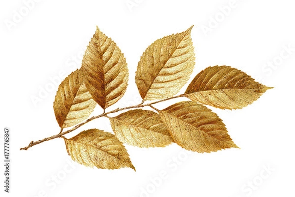 Fototapeta Golden Brown Dried Leaves on Transparent Background for Nature and Autumn Themes