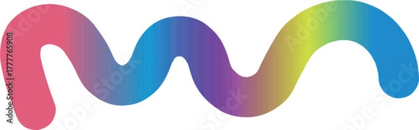 Fototapeta Colorful Abstract Graphic Design Background with Flowing Purple and Orange Line Elements Surrounded by a Variety of Multicolored Decorative Shapes for Trendy Digital Artwork