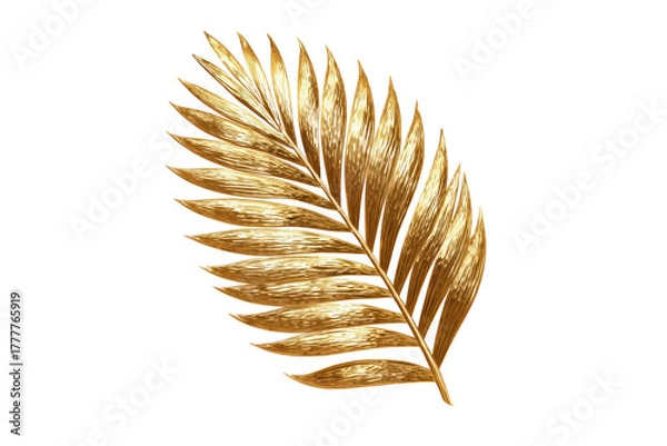 Obraz Golden Metallic Leaf on Transparent Background Elegant Decorative Plant