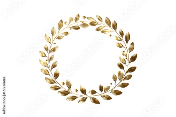 Fototapeta Elegant Gold Leaf Wreath on Transparent Background for Decorative or Festive Use