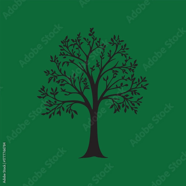 Fototapeta silhouette of a tree vector art illustration.
