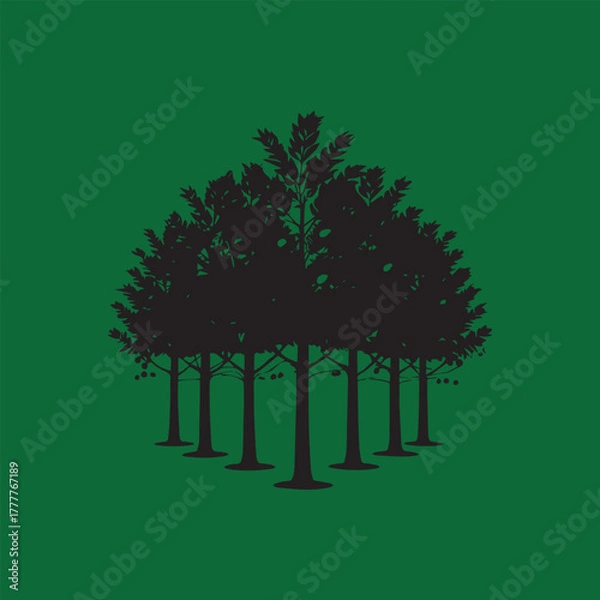 Fototapeta silhouette of a tree vector art illustration.
