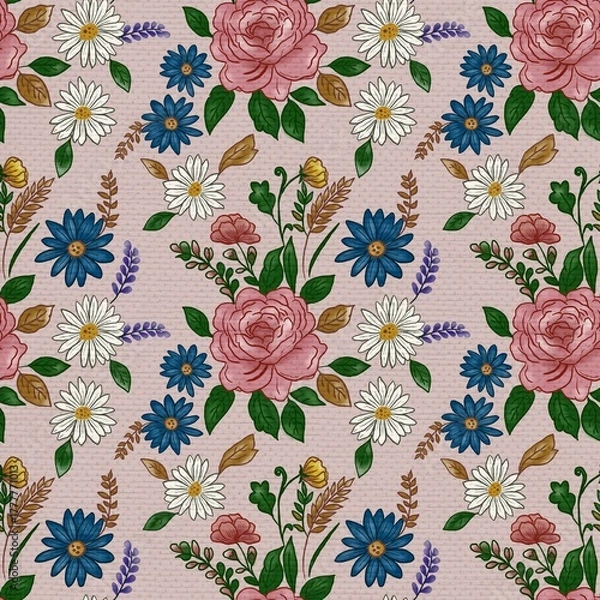 Fototapeta Charming and romantic Cottagecore floral seamless pattern