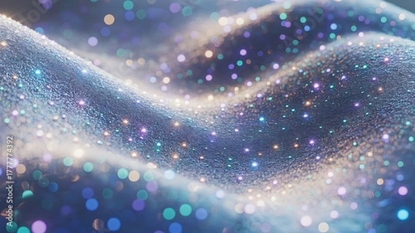 Fototapeta Abstract shimmering textured fabric with sparkling lights and bokeh effects creating a magical and ethereal atmosphere