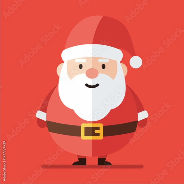 Fototapeta Illustration of Santa Claus with a white beard and red suit on a red background.