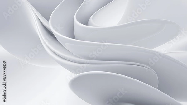 Fototapeta Abstract flowing white and light gray organic shapes creating a sense of gentle movement and elegance