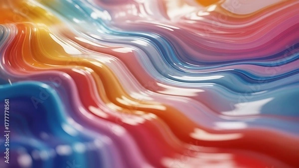 Fototapeta Vibrant abstract swirls of liquid paint flowing in a mesmerizing rainbow spectrum of colors