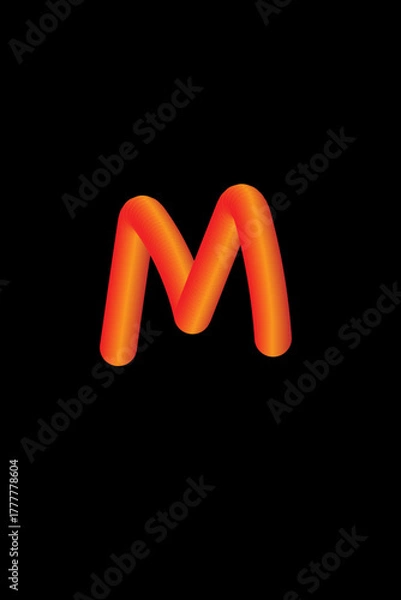 Obraz 3d m logo design with black background