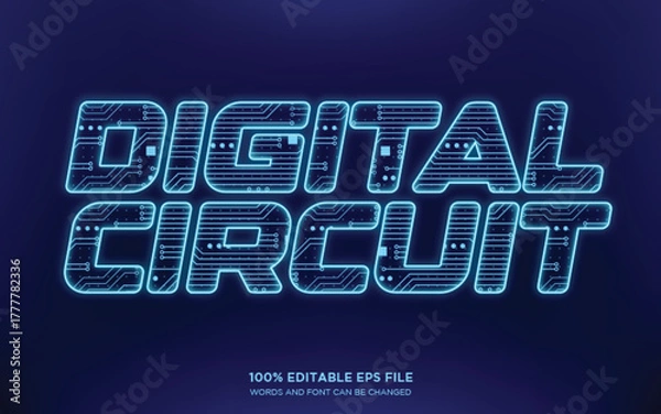 Obraz Digital Circuit Network 3D editable text style effect	
