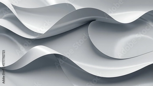 Fototapeta Abstract flowing white and grey waves creating a textured organic and modern background design